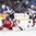 BUFFALO, NEW YORK - JANUARY 2: Russia's Vladislav Sukhachyov #30 reaches for the puck while battling USA's Max Jones #49 while Josh Norris #9 battles with Nikolai Knyzhov #22 during quarterfinal round action at the 2018 IIHF World Junior Championship. (Photo by Matt Zambonin/HHOF-IIHF Images)

